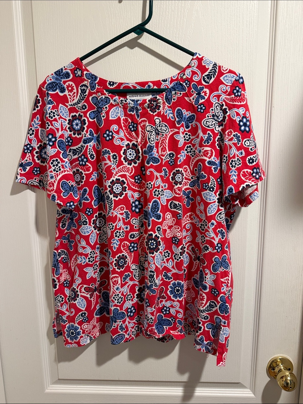 Alfred Dunner Red Floral Paisley Short-Sleeve Tee